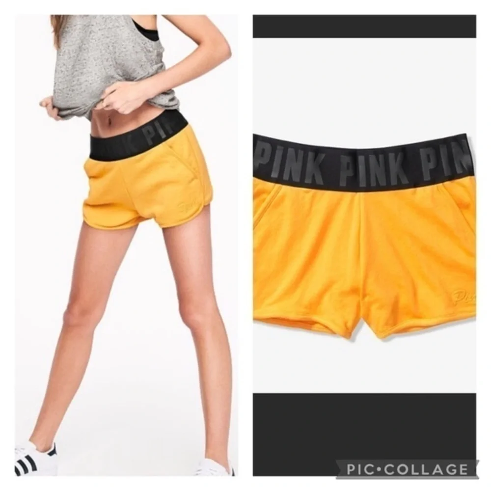 VS PINK Logo Varsity Yellow Shorts
